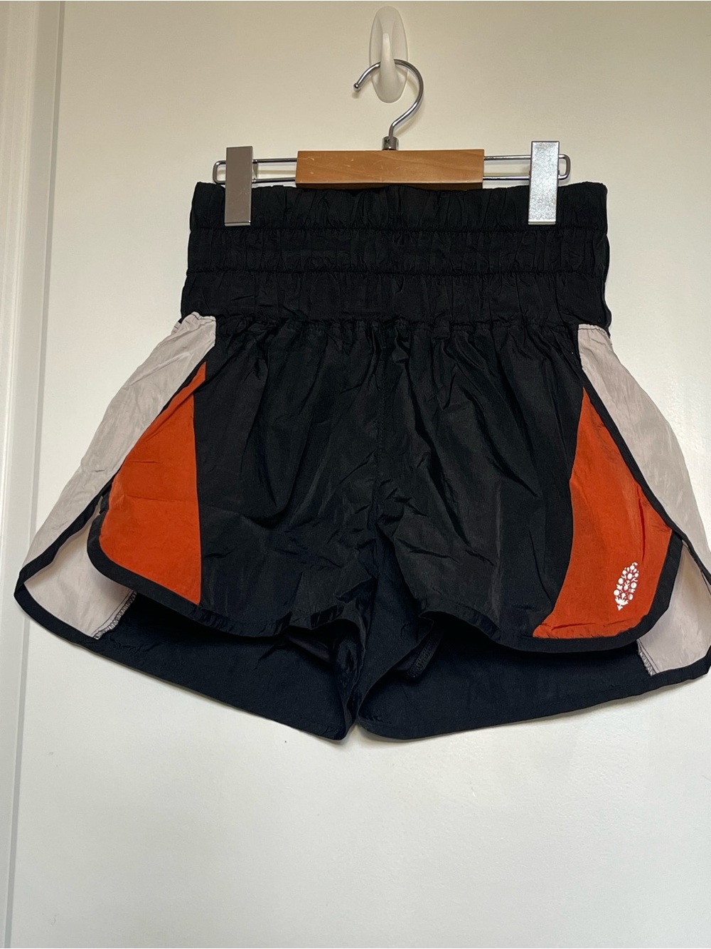 Free People Black Athletic Shorts with Orange Panels